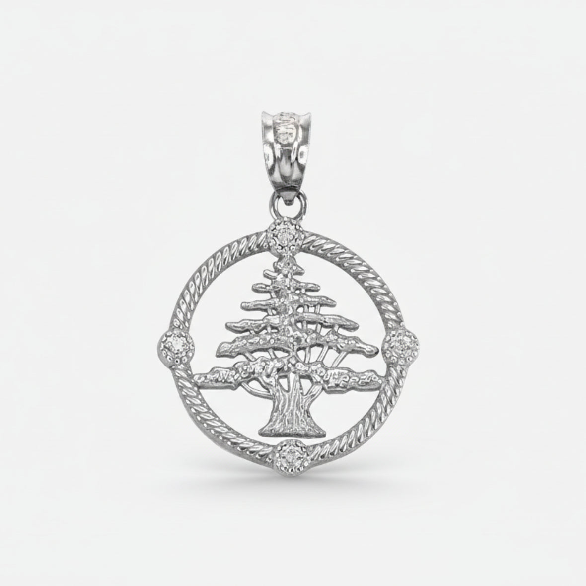 Gold Cedar Tree of Lebanon Diamond Pendant Necklace (10k, 14k, yellow, white, rose gold) Karma Blingz