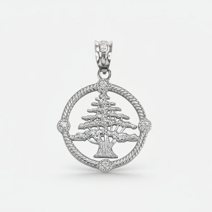 Gold Cedar Tree of Lebanon Diamond Pendant Necklace (10k, 14k, yellow, white, rose gold) Karma Blingz
