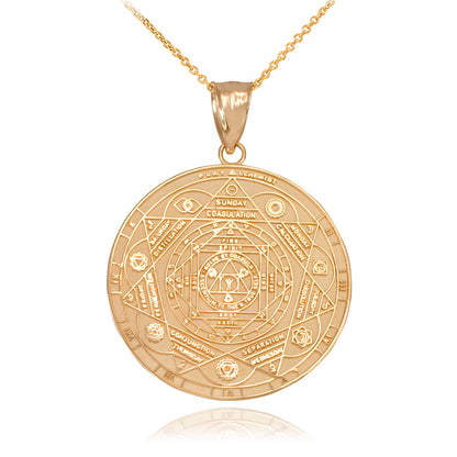 Gold Om 7 Chakras Calendar Yoga Meditation Necklace (yellow, white, rose gold) Karma Blingz