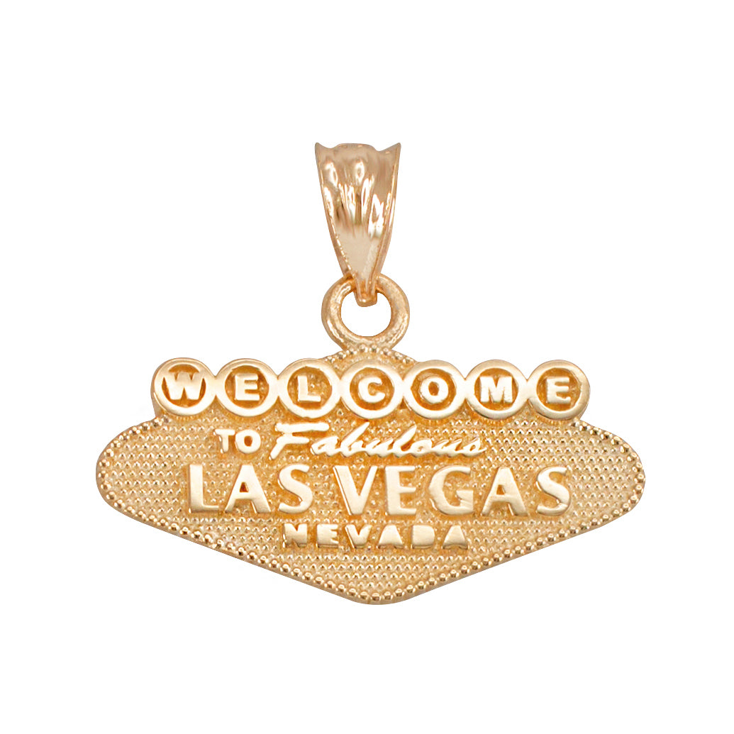 Gold Las Vegas Charm Necklace (yellow, white, rose gold, 10k, 14k) Karma Blingz