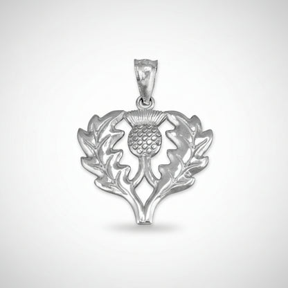 Gold Scottish Thistle Pendant Necklace (yellow, white, rose gold, 10k, 14k) Karma Blingz