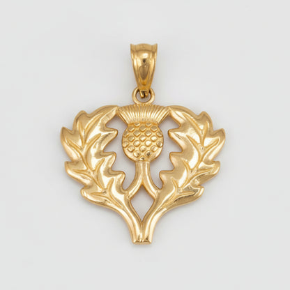 Gold Scottish Thistle Pendant Necklace (yellow, white, rose gold, 10k, 14k) Karma Blingz