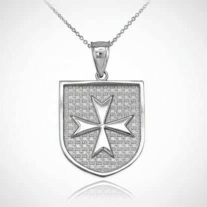 Solid Sterling Silver Maltese Cross Badge Pendant Necklace Karma Blingz