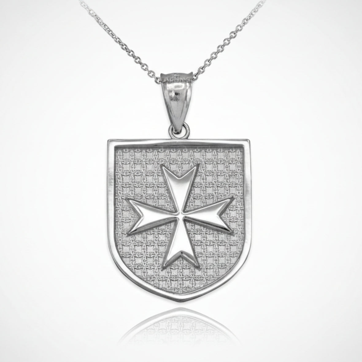 Solid Gold Knights Templar Maltese Cross Badge Pendant Necklace (yellow, white, rose gold) Karma Blingz