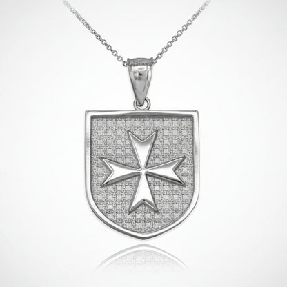 Solid Gold Knights Templar Maltese Cross Badge Pendant Necklace (yellow, white, rose gold) Karma Blingz