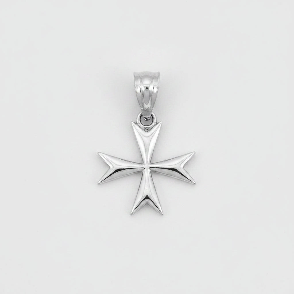 Sterling Silver Maltese Cross Womens Tiny Charm Necklace Karma Blingz