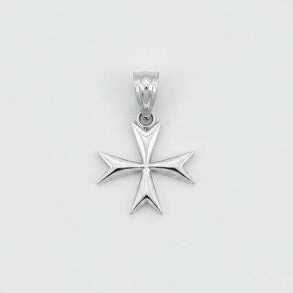 Sterling Silver Maltese Cross Womens Tiny Charm Necklace Karma Blingz