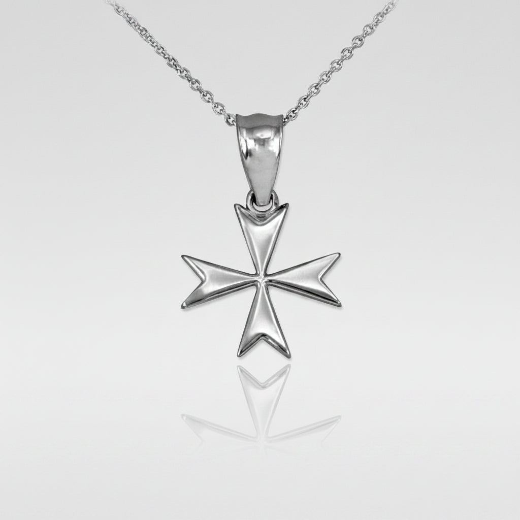 Sterling Silver Maltese Cross Womens Tiny Charm Necklace Karma Blingz