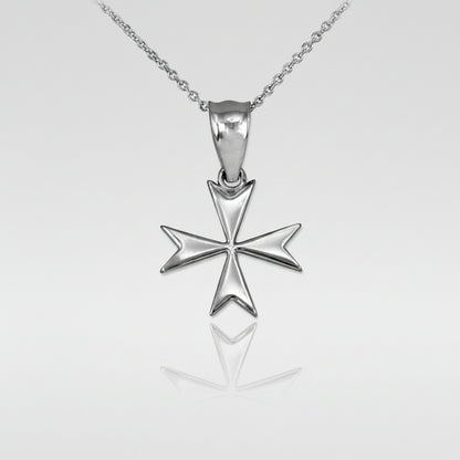 Sterling Silver Maltese Cross Womens Tiny Charm Necklace Karma Blingz
