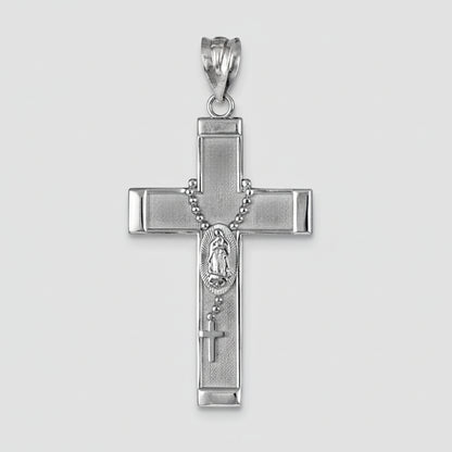 Sterling Silver Guadalupe Cross Rosary Pendant Necklace Karma Blingz
