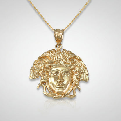 Yellow Gold Medusa Charm Necklace (10k, 14k,) Karma Blingz