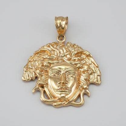 Yellow Gold Medusa Charm Necklace (10k, 14k,) Karma Blingz