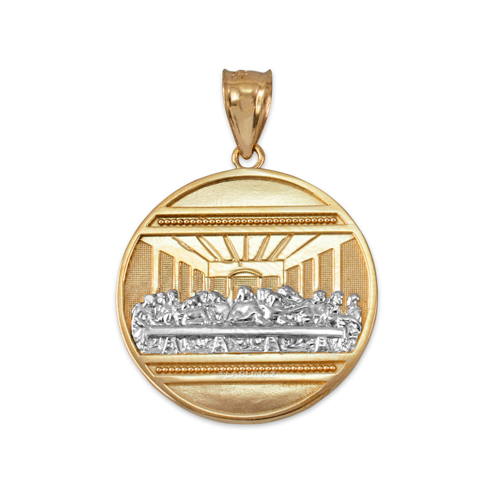 Gold Last Supper Medallion Pendant Necklace (10K, 14K, yellow, white, rose gold) Karma Blingz