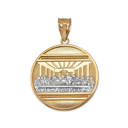 Gold Last Supper Medallion Pendant Necklace (10K, 14K, yellow, white, rose gold) Karma Blingz