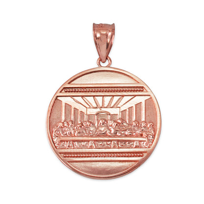 Gold Last Supper Medallion Pendant Necklace (10K, 14K, yellow, white, rose gold) Karma Blingz