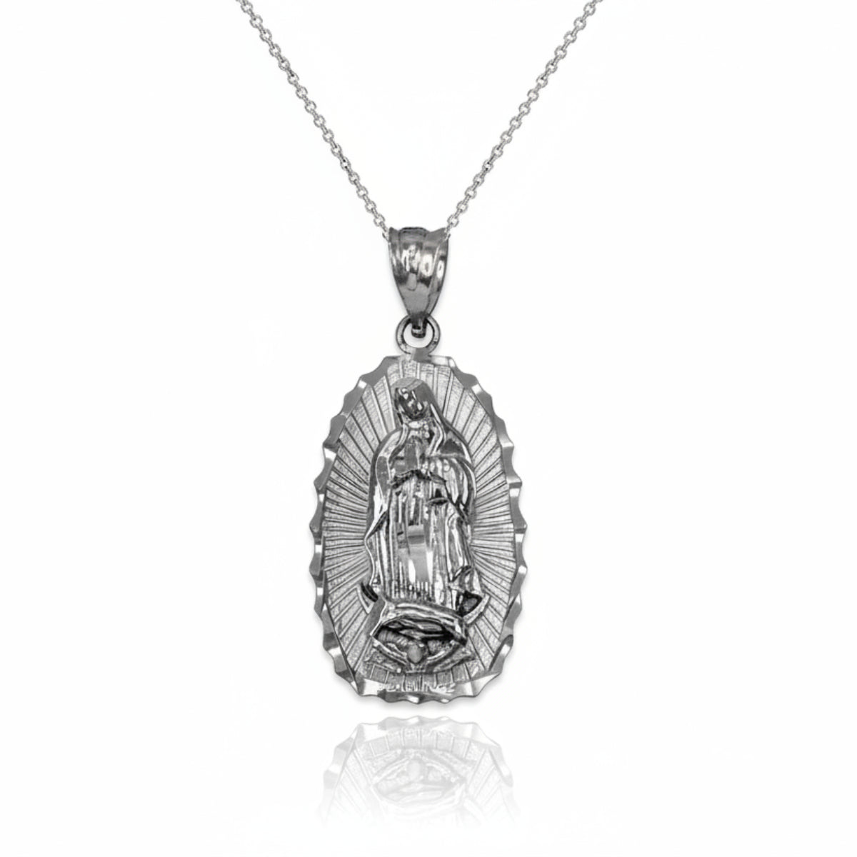 Sterling Silver Our Lady of Guadalupe DC Pendant Necklace Karma Blingz
