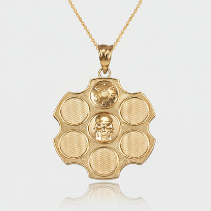 Gold Russian Roulette Pendant Necklace (yellow, white, rose gold, 10k, 14k) Karma Blingz