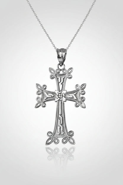 Gold Armenian Reversible Cross Pendant Necklace (yellow, white, rose gold, 10k, 14k) Karma Blingz
