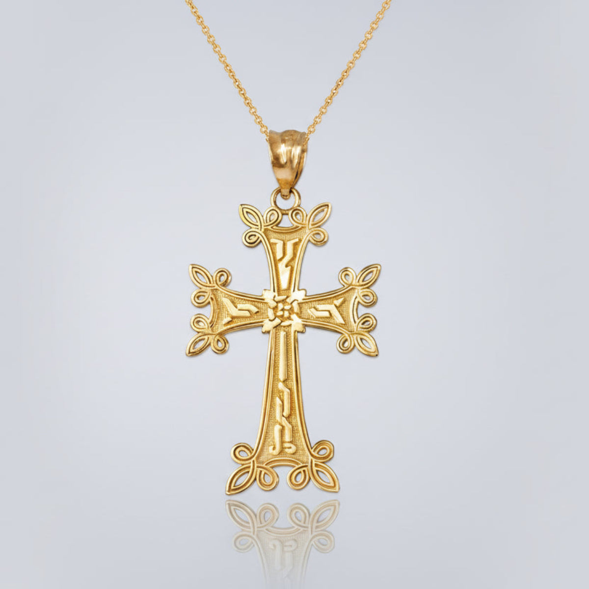 Gold Armenian Reversible Cross Pendant Necklace (yellow, white, rose gold, 10k, 14k) Karma Blingz