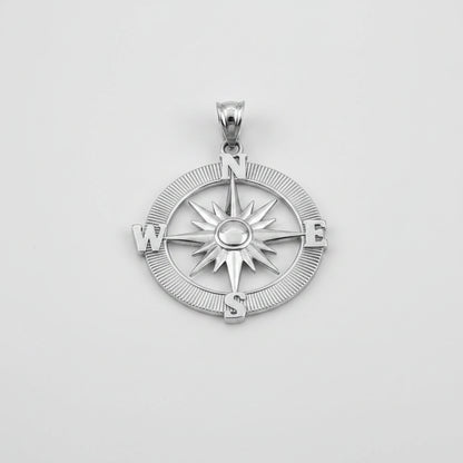 Sterling Silver Compass Pendant Necklace Karma Blingz