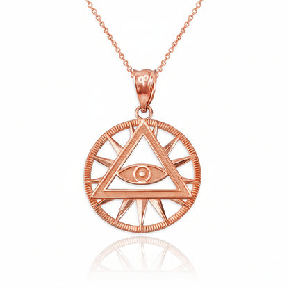 Gold Eye of Providence Illuminati Charm Necklace (yellow, white, rose gold, 10k, 14k) Karma Blingz