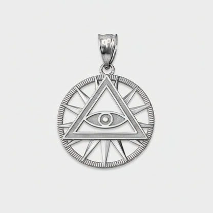 Sterling Silver All-Seeing-Eye of Providence Illuminati Pyramid Charm Necklace Karma Blingz