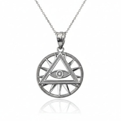 Gold Eye of Providence Illuminati Charm Necklace (yellow, white, rose gold, 10k, 14k) Karma Blingz