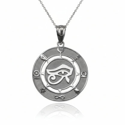 Sterling Silver Egyptian Eye of Ra Amulet Pendant Necklace Karma Blingz