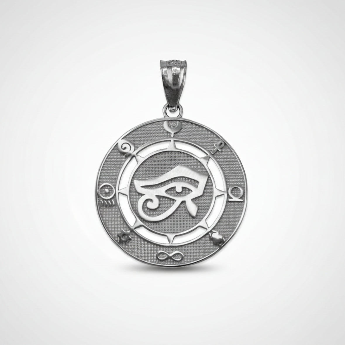 Sterling Silver Egyptian Eye of Ra Amulet Pendant Necklace Karma Blingz