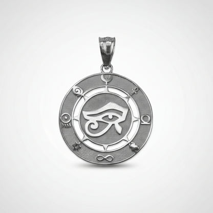 Sterling Silver Egyptian Eye of Ra Amulet Pendant Necklace Karma Blingz