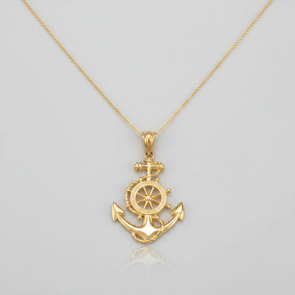 Gold Nautical Marine Anchor Pendant Necklace (yellow, white, rose gold, 10K, 14K) Karma Blingz