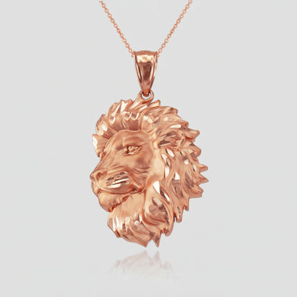 Gold Lion Face Satin DC Leo Pendant Necklace (yellow, white, rose gold, 10k, 14k) Karma Blingz