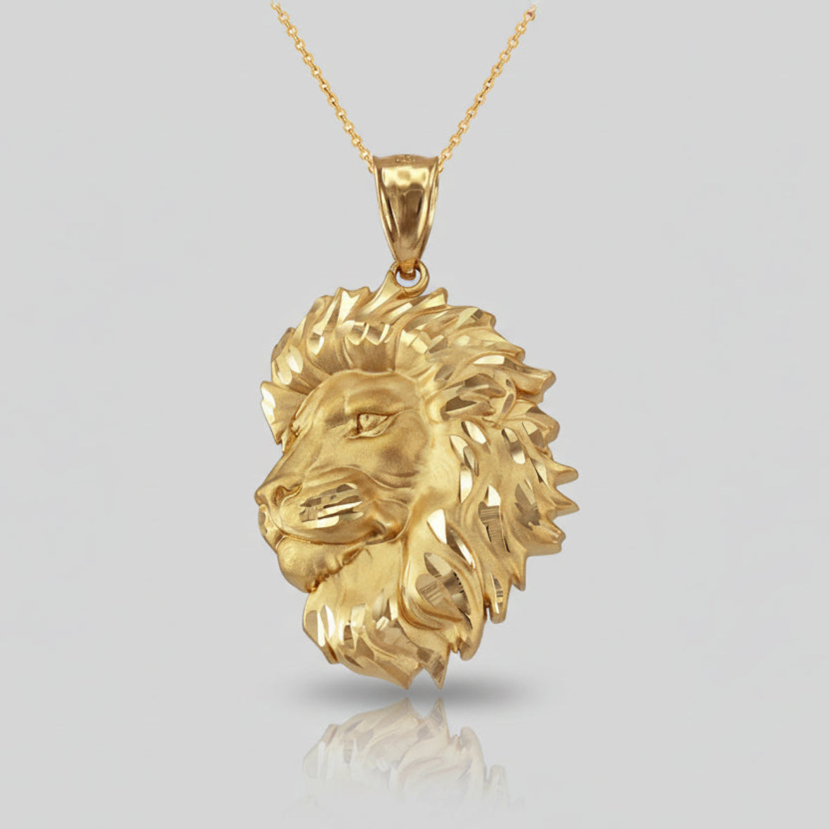 Gold Lion Face Satin DC Leo Pendant Necklace (yellow, white, rose gold, 10k, 14k) Karma Blingz