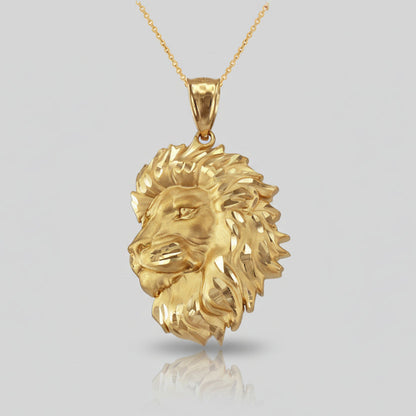 Gold Lion Face Satin DC Leo Pendant Necklace (yellow, white, rose gold, 10k, 14k) Karma Blingz