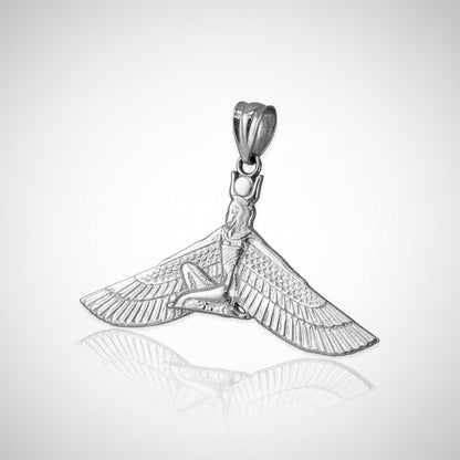 Sterling Silver Isis Egyptian Winged Goddess Pendant Necklace Karma Blingz