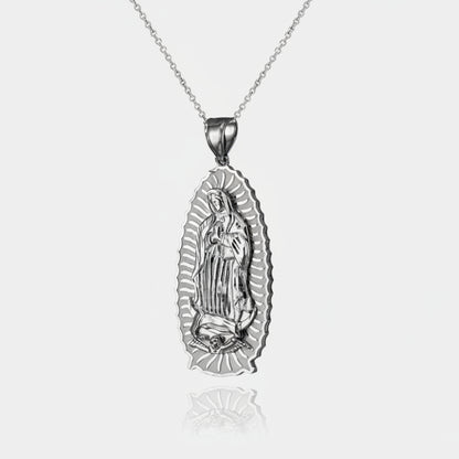 Gold Our Lady of Guadalupe Virgin Mary Pendant Necklace (10k, 14k, yellow, white, rose, 2-tone) Karma Blingz
