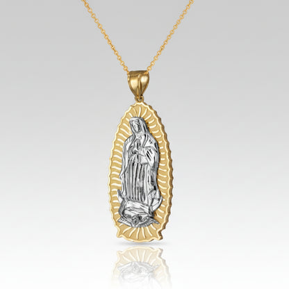 Gold Our Lady of Guadalupe Virgin Mary Pendant Necklace (10k, 14k, yellow, white, rose, 2-tone) Karma Blingz