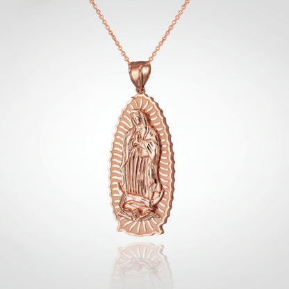 Gold Our Lady of Guadalupe Virgin Mary Pendant Necklace (10k, 14k, yellow, white, rose, 2-tone) Karma Blingz