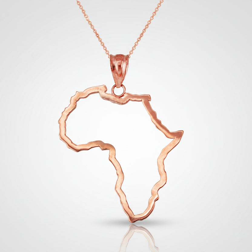 Gold Africa Open Pendant Necklace (yellow, white, rose gold, 10K, 14K) Karma Blingz