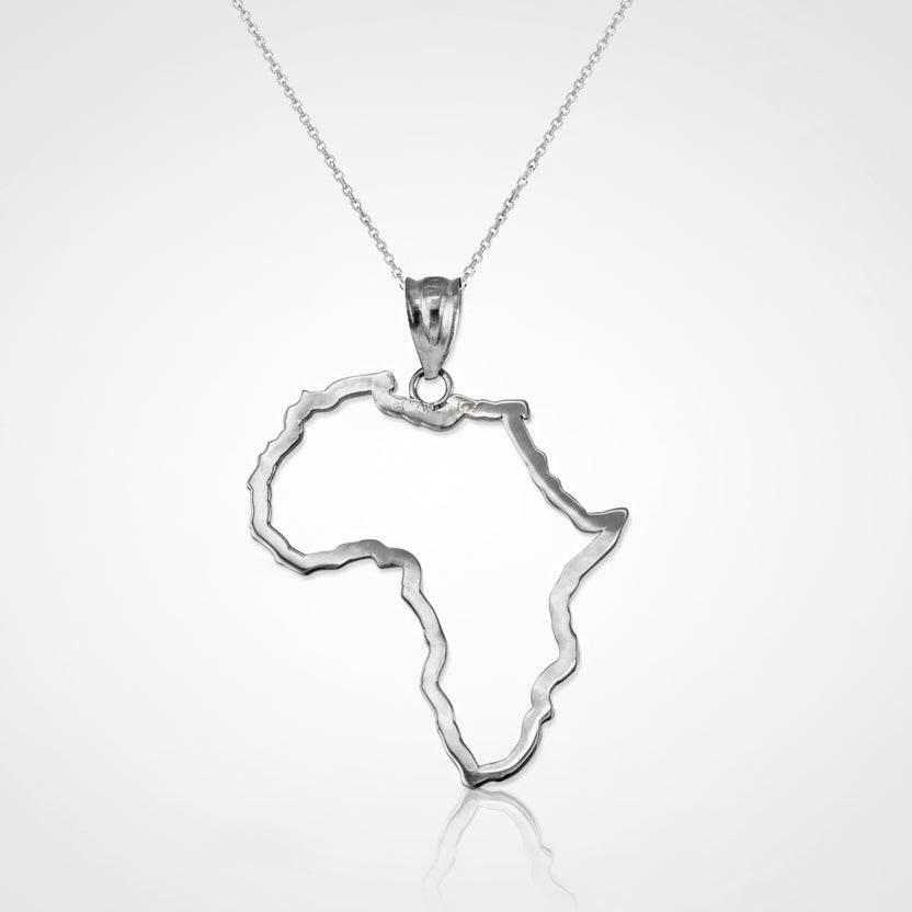 Gold Africa Open Pendant Necklace (yellow, white, rose gold, 10K, 14K) Karma Blingz