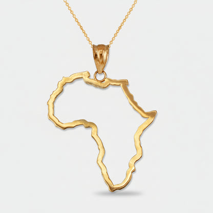 Gold Africa Open Pendant Necklace (yellow, white, rose gold, 10K, 14K) Karma Blingz