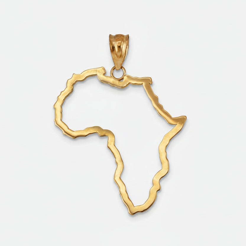 Gold Africa Open Pendant Necklace (yellow, white, rose gold, 10K, 14K) Karma Blingz