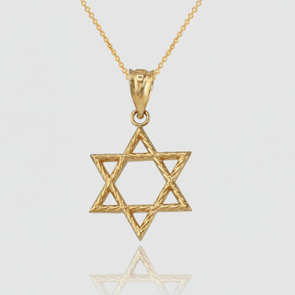Gold Star of David Jewish Charm Necklace (10K, 14K, yellow, white, rose gold) Karma Blingz