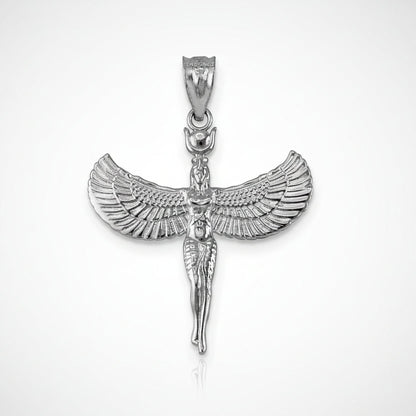 Sterling Silver Isis Egyptian Winged Goddess Pendant Necklace Karma Blingz
