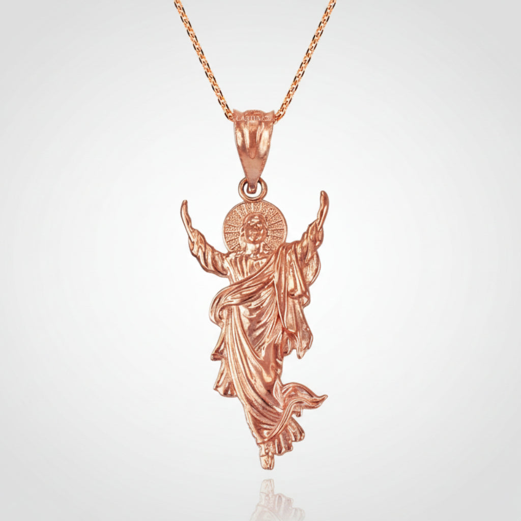 Gold Resurrection of Jesus Christ Pendant Necklace (yellow, white, rose gold, 10k, 14k) Karma Blingz