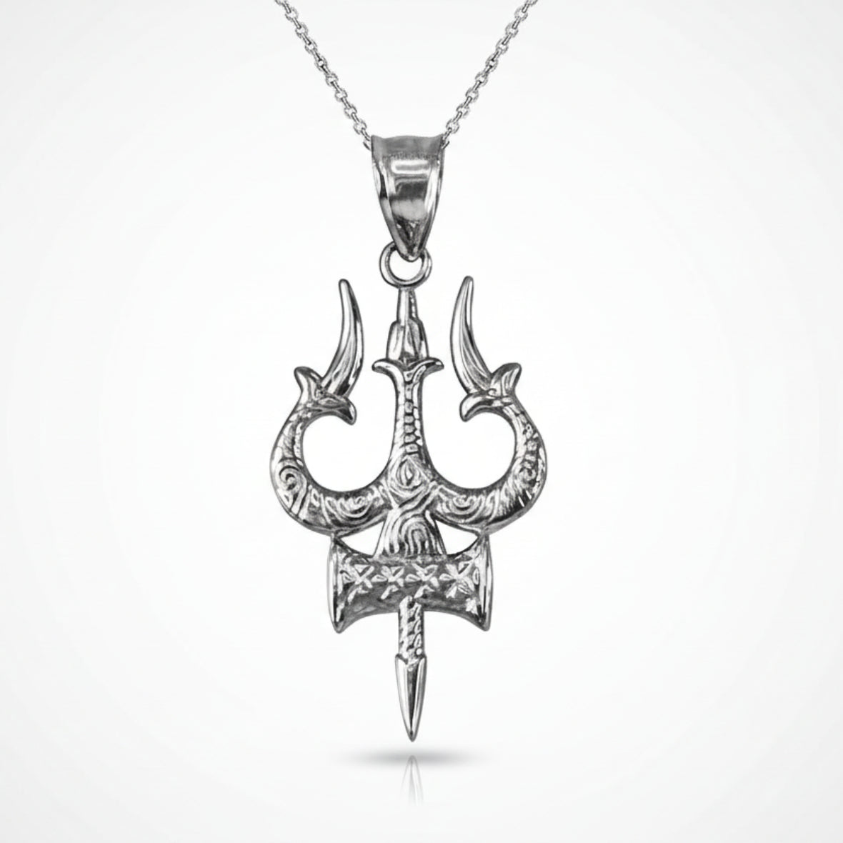 Sterling Silver Trident of Lord Shiva Trishula Pendant Necklace Karma Blingz