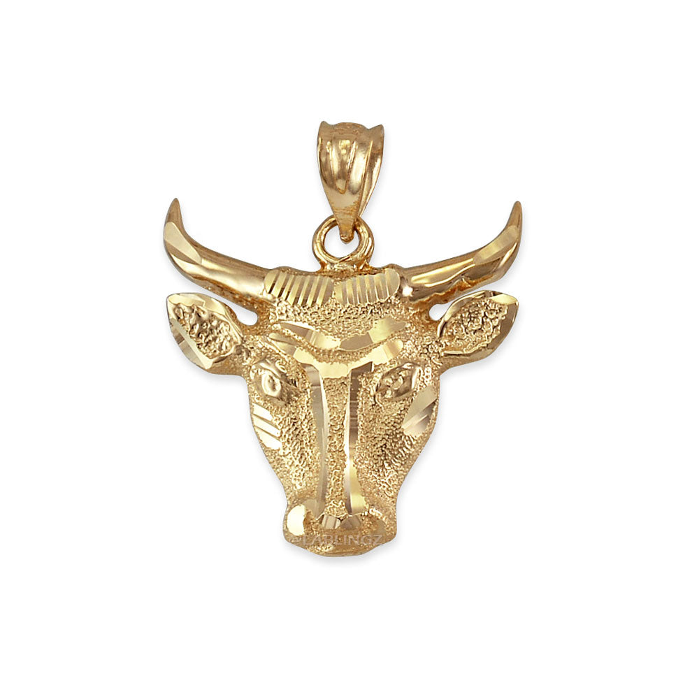 Gold Bull Head DC Pendant Necklace (10K, 14K, yellow, white, rose gold) Karma Blingz