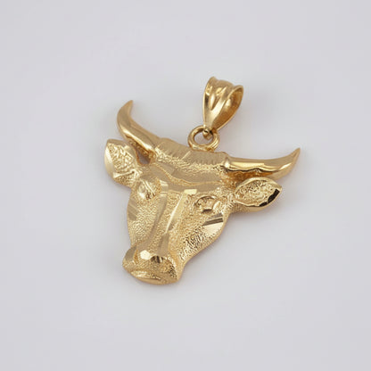 Gold Bull Head DC Pendant Necklace (10K, 14K, yellow, white, rose gold) Karma Blingz