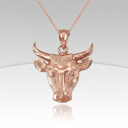 Gold Bull Head DC Pendant Necklace (10K, 14K, yellow, white, rose gold) Karma Blingz