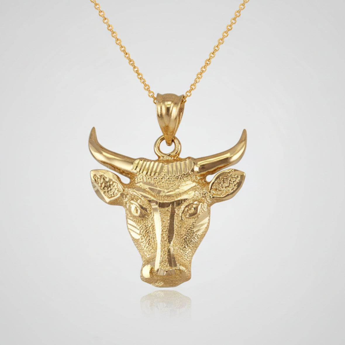 Gold Bull Head DC Pendant Necklace (10K, 14K, yellow, white, rose gold) Karma Blingz